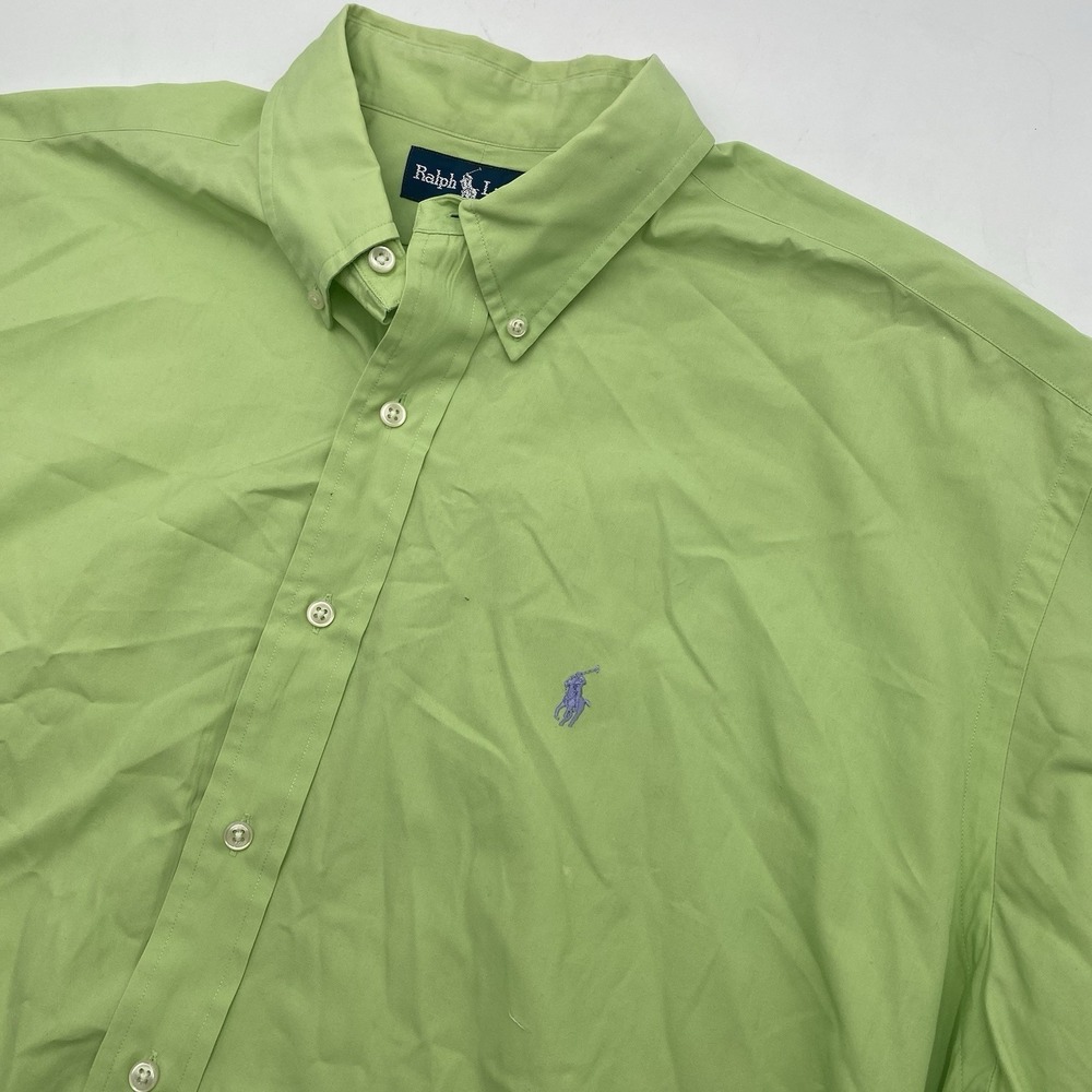 Polo Ralph Lauren Blake Cotton Button Down S/S Shirt Size XL Green VGC